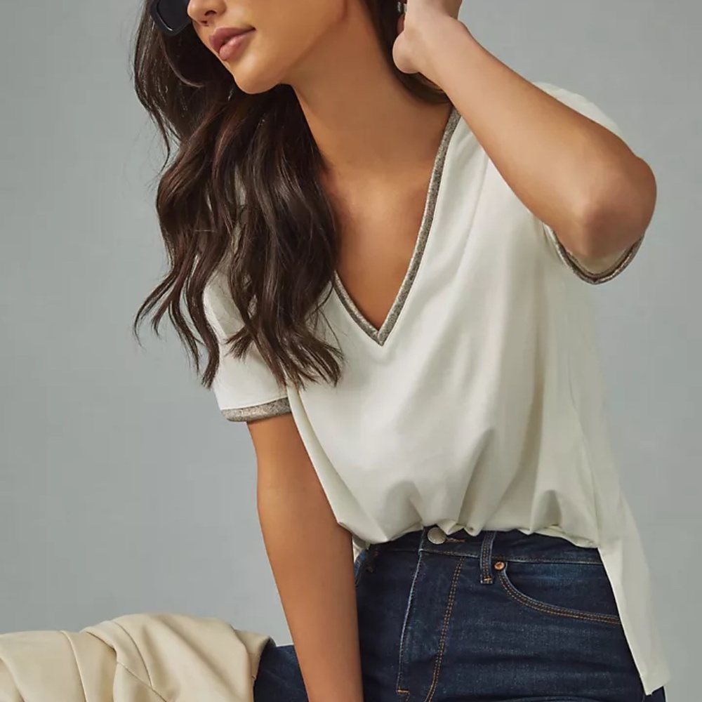 Pilcro Deep V-Neck Tee - Picture 2 of 4